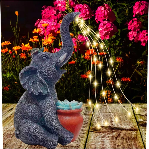 Bukicho Solar Elephant Outdoor Statues for Garden