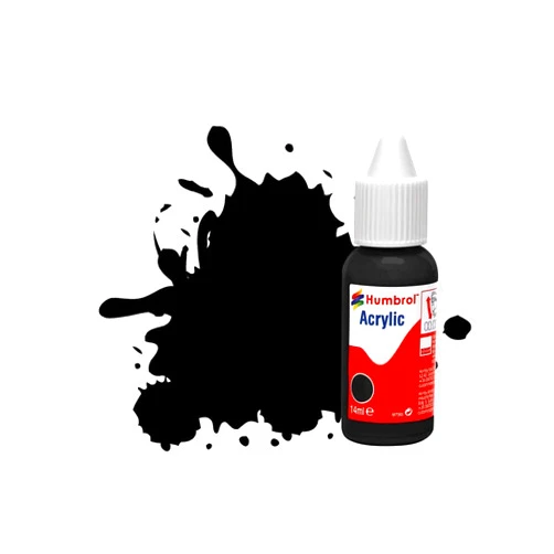 Humbrol Acrylic Paint Dropper Bottle Color No. 33 Black Matt 14ml DB0033