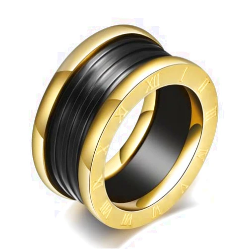 Custom VUTRIEU2K Roman Numerals Rings For Women Men Stainless Steel Spiral Ring Fashion Party Jewelry Accessories Gifts R07TP (Black Color-7)