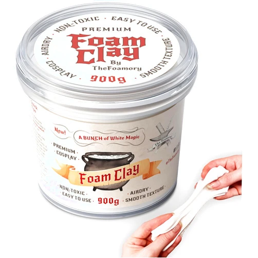 The Foamory Moldable Cosplay Foam Clay (900g White) High Density Air Dry Clay, EVA Foam Sands Paints Easily, Non-Toxic Safe for Kids, Adults & Crafts