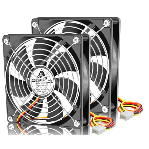 GDSTIME 2 Pack 120mm Case Fan 3 Pin, 12V DC Brushless Computer Cooling Fans 120x120x25mm for PC CPU Cooler