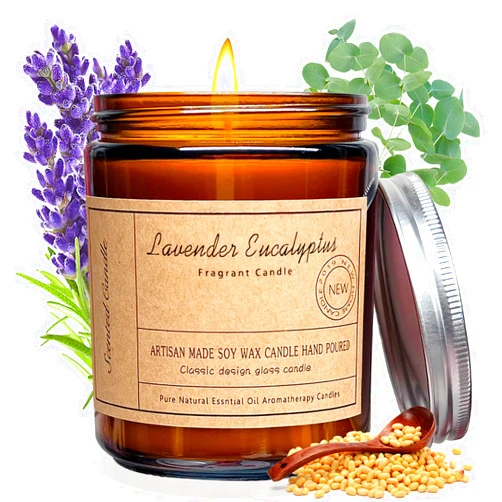 JOUCEMOO Scented Candles, 7oz Lavender Eucalyptus Candles for Home Scented, Aromatherapy Candle, Soy Wax Candle Gifts for Women, Stress Relief and Relax Gift, Birthday Gifts, Valentine Day Gifts