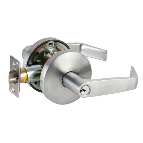 Falcon B581PD D 626 C Keyway B Series Grade 2 Medium Duty Cylindrical Chasis Non-Handed Lock, Storeroom Function, Schlage C Keyway, 6 Pin Conventional Cylinder, Keyed Different, Dane Lever, Satin Chrome Finish