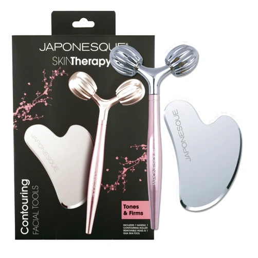 JAPONESQUE SKINTherapy Contouring Facial Tool V Roller for Lymphatic Drainage, Facial Massage, Relieves Tension and Improves Absorption of Skin Care Products