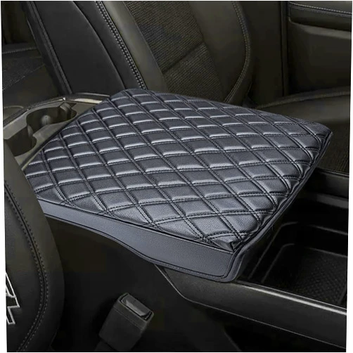 Carrep Center Console Cover Compatible with Dodge Ram 1500 2500 3500 2019-2024, Armrest Arm Rest Cover Pad Leather Middle Console Lid Seat Cover (Dodge Ram 1500/2500/3500 2019-2024, Double-line Diamond)