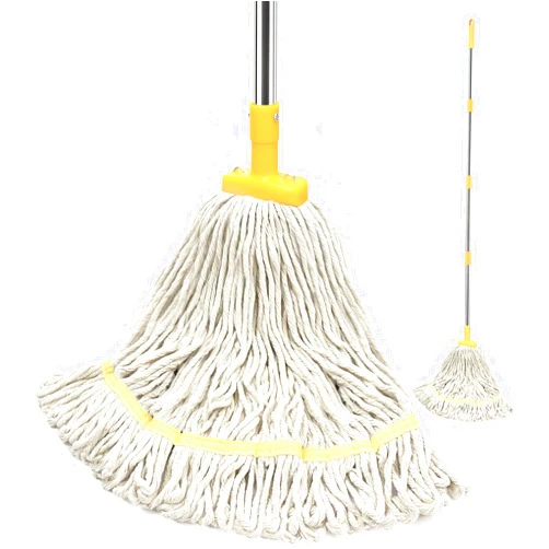 SOBONNE Indoor Mop with Strings for Floor Cleaning, Cotton Mops with 59” Long Handle Household String Mop for Hardwood Wood Tile Floors Cleaning,1 Mop Handle & 1 Cotton Mop Head