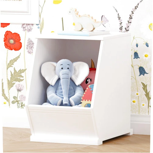 UTEX Toy Storage Organizer for Kids, Stackable Toy Storage Cabinet, Wooden Cubby Toy Organizer, White Toy Shelf for Playroom, Bedroom, Living Room, Nursery, 1 Cubby