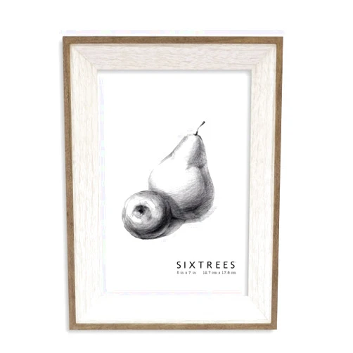 SIXTREES WD27657 5 x 7 in. Emma Grey & White Wood Picture Frame