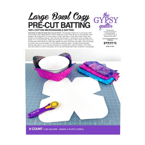 Checker Distributors Large Bowl Cozy Pre Cut Batting 8ct Cotton