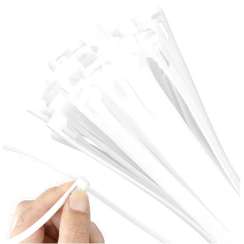 Armpow 14 Inch Recoverable Reusable Zip Ties, 100PCS White Zip Ties, Outdoor 120 lb. Small Cable Ties, Small Releasable Plastic Ties, Removable Wire Ties for Wire Management Outdoor Patio