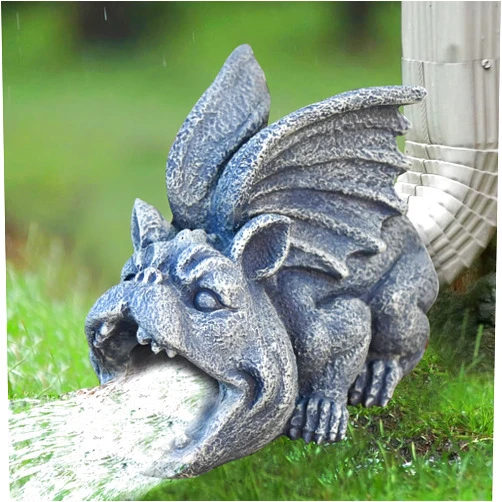 OwMell Gargoyle Gutter Guardian Downspout Statue, Garden Decorative Downspout Extension Statue Figurine, Gutter Guards for 3