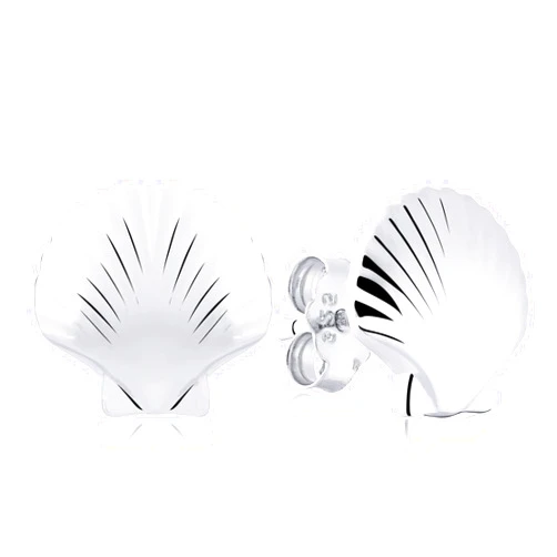 Wilhelmina Collective Seashell Fashion Stud Earrings – Sterling Silver Shell Charm Jewelry