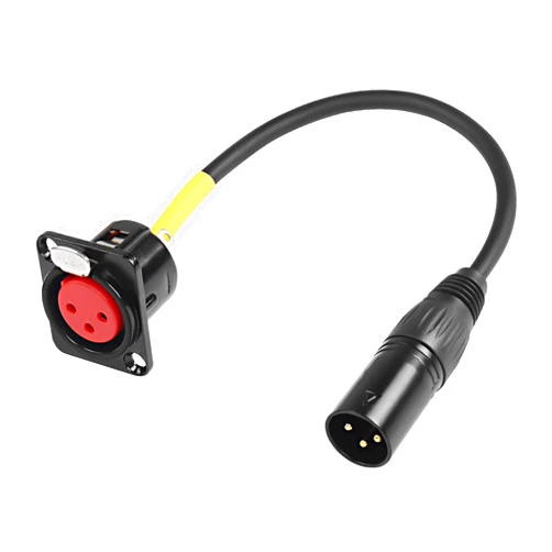 XMSJSIY D-type XLR Female Panel Mount to XLR Male Connector Pass Through Cable,3 Pin Mic XLR Feed/Pass Thru Converter Compatible with Microphone - 30cm/11.8inch 1 Pcs