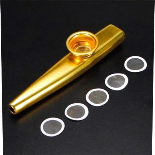 Toygat New Metal Kazoo Golden & Kazoo Flute Diaphragm Mouth Flute Harmonica