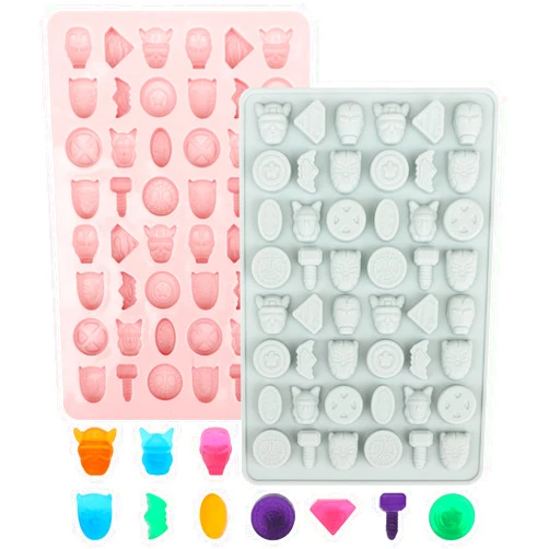 Elykorrne 2Pcs Gummy Candy Molds Silicone, Chocolate Gummy Molds Superhero with 48 Mini Cavities, Nonstick Candy Molds Food Grade for Jelly, Ice Cube, Cookies, Soap