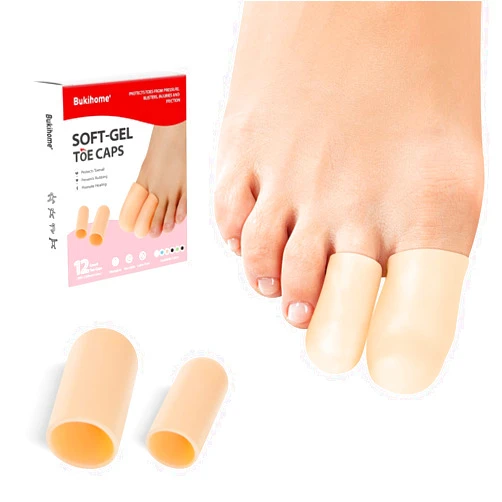 Bukihome 12 Pcs Gel Toe Cap, Toe Protector for Women Men - Cushions and Protects to Cover Toes, Relief Toe Pain from Ingrown Toenails, Corns, Blisters, Hammer Toes (8L + 4S)