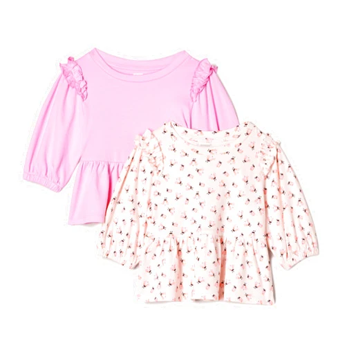 Amazon Essentials x Sofia Grainge Toddlers and Baby Girls' 3/4 Sleeve Knit Top, Pack of 2