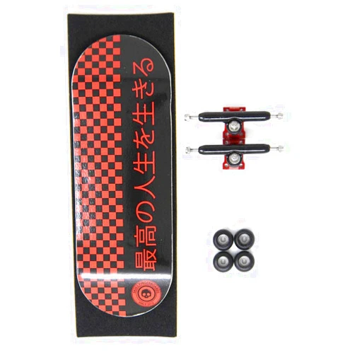Skull Fingerboards® Japan Red Edition 34mm Pro Complete Professional Wooden Fingerboard Mini Skateboard 5 PLY with CNC Bearing Wheels