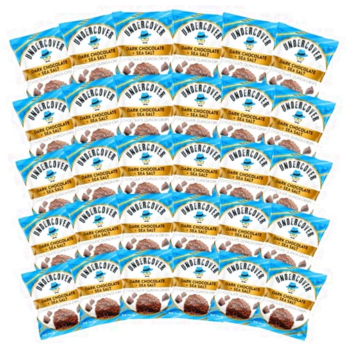 Undercover Snacks Undercover Chocolate Quinoa Crisps - Dark Chocolate and Sea Salt 30-Count Individually Wrapped 0.5oz Crisps. Better-for-you ingredients. Gluten-Free, Nut Free, Plant-Based, Allergen-Friendly, Kosher.