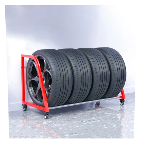 LOBUNS Tire Display Rack Floor-Standing Car Tire Storage Rack,Tire Rack for Garage, Heavy Duty Tire Rack, Rolling Tire Shelf, Car Tire Stand with Wheels, Workshop Shelving, 127x60x60cm, Orange