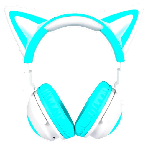 Kuayang Wireless Cat Ear Headphones (12 Color Changing) with & 3.5mm Jack, Gaming Pro, Bluetooth&Wired Connection (Green)