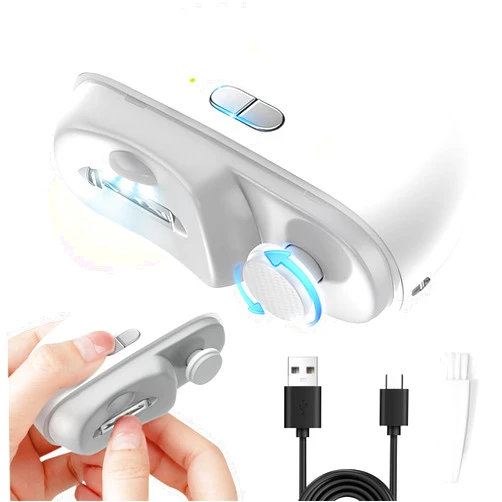 YNHQNGO Electric Nail Clipper, 2 in 1 Nail Trimmer and Polisher with Clip Storage & LED Light, USB Rechargeable & 3 Speed Gears Automatic Safety Fingernail Trimmer for Baby, Kids, Seniors, Caregivers (White).