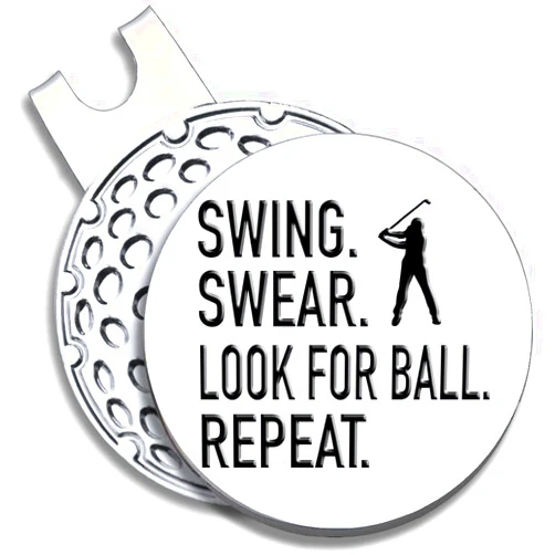 GEYGIE Swing Swear Look for Ball Repeat Golf Ball Marker with Magnetic Hat Clip,Funny Golf Gift for Men Woman