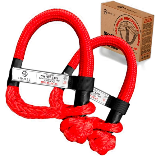 Miolle Synthetic USA Spectra Soft Shackle Recovery 7/16x6'' - 38,300 lbs MBS - Off-Road, Recovery, Towing & More - Braided Spectra Sleeve & Storage Bag Included