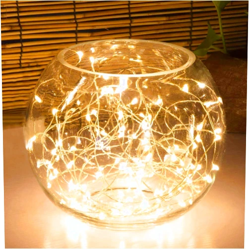 Highill 100LED Fairy Light Battery Operated LED Lights with Timer Setting Warm White String Lights, 10M Silver Wire Starry Lighting, for Bedroom, Indoor, Christmas Tree, Wedding Decor Idea Put in Jars
