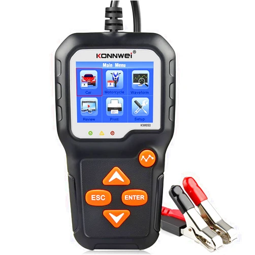 KONNWEI KW650 6V 12V Car Battery Tester, 100-2000 CCA Battery Load Tester Automotive Battery and Alternator Tester for Vehicles/Marine/Motorcycle/Lawn Mover
