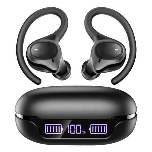 APEKX True Wireless Earbuds - Secure Fit Earhooks for Small Ear, Bluetooth Headphones for iPhone, IPX7 Waterproof, 40H Playtime, Ideal for Sports and Workouts (Black)