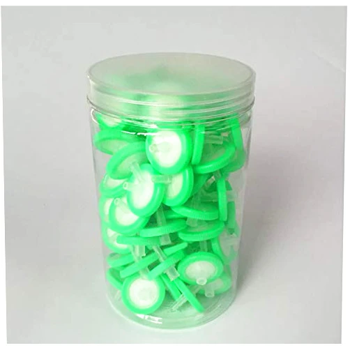 LabZhang 100 Count Syringe Filter, Nylon Hydrofilic Membrane 25mm Diameter 0.22um Pore Size, Syringe Lab Filters, Non Sterile Filtration (Green)