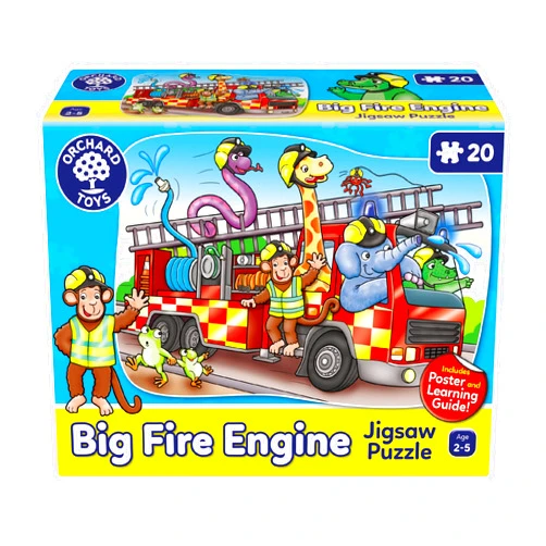 Orchard Toys Big Fire Engine Jigsaw Puzzle, 20 Piece Shaped Educational Jigsaw Puzzle for Kids, Toddlers, Ages 2-5, Develops Hand-Eye Coordination