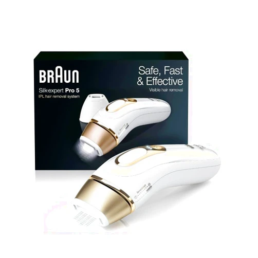 Braun Silk Expert Pro5 IPL Hair Removal Device for Women & Men - Lasting Hair Regrowth Reduction, Virtually Painless Alternative to Salon Laser Removal