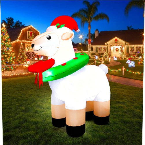 Shappy 6ft Christmas Inflatables Sheep Blow up Goat LED Lighted Inflatable Farm Animals Christmas Yard Decoration for Xmas Farm Garden Lawn Yard Outdoor Decor