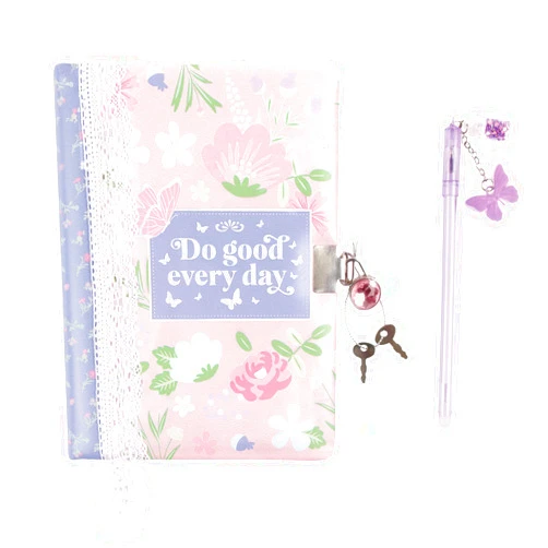 3C4G Three Cheers for Girls - Cottagecore Floral Locking Journal - Kids Diary with Lock for Girls - Floral Themed Girls Diary with Lock and Key & Glitter Charm Pen - Kids Diary for Girls Ages 6-8-10-12-14