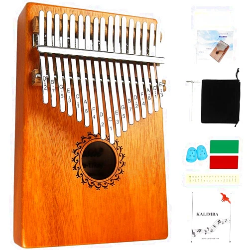 FLSEPAMB Kalimba 17 Key Thumb Piano with mahogany Wood Portable Mbira Finger Piano Gifts for Kids and piano Beginners Professional ( brown)