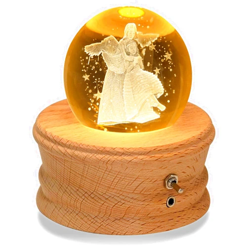 Kibuhain 3D Crystal Ball Music Box with Projection LED Light and Rotating Wooden Base, Best Gift for Christmas,Valentine's Day, Music Boxes for Women Mom Girls-Castle in The Sky