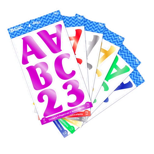 BAZIC Products Alphabet Numbers Stickers 6 Metallic Colors, 2
