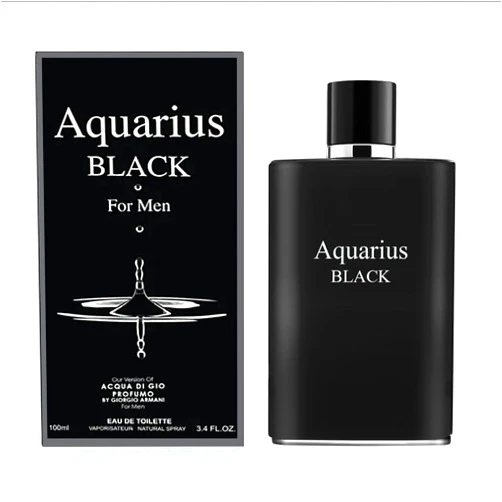 A CENTER Aquarius Black for Men Eau de Toilette Natural Spray Men Cologne Masculine Scent 3.4 Fl Oz/100ML