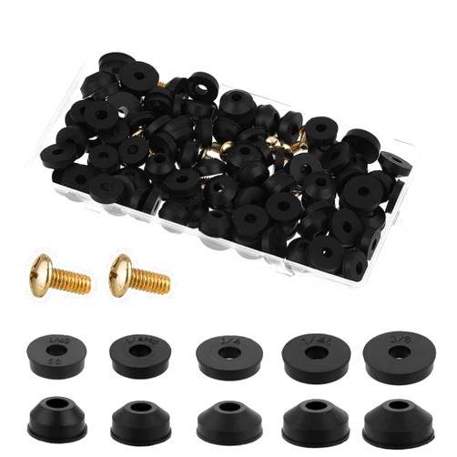 JJUNW 116 Pcs Faucet Washer Assortment Kit, Flat and Beveled Washers Rubber Assortment Kit with Brass Bibb Screws, Garden Hose Repair Kit for Repairing Faucet Leak(58)