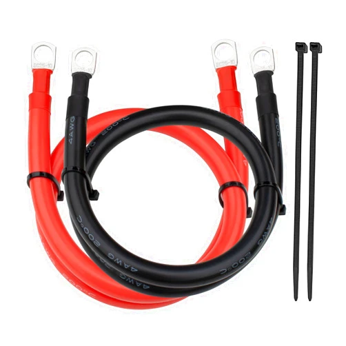 SOVLLIS 4 AWG Battery Cable Marine Grade Battery Cables 4 Gauge Pure Copper Battery Inverter Cables with 3/8 in Lugs Both Ends Power Inverter Wire Set for Solar, RV, CAR, Boat, Automotinv, Marine 2ft (2PC)