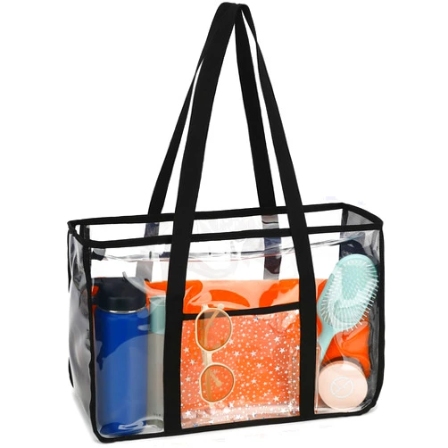 Fammart Clear Beach Bag for Women, Large Clear Tote Bag for Stadium Events - Zipper Closure, Waterproof, Sandproof