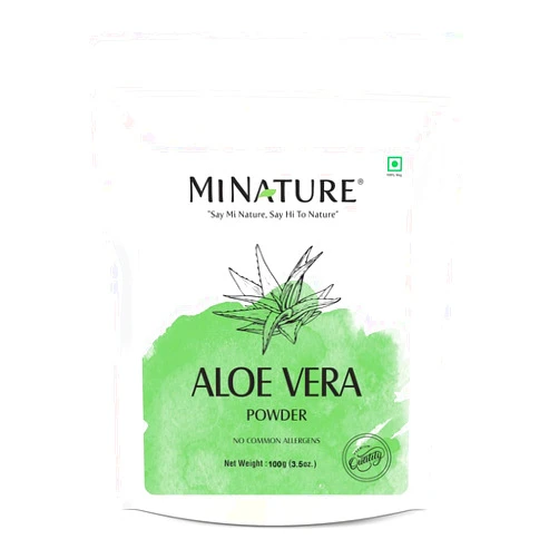 Minature Aloe Vera Powder by mi Nature | Aloe Barbadensis | Vegan Non GMO| Pure & Natural with NO Chemical | Made in India| Skin Hair Care| | 100 g / 4 Oz