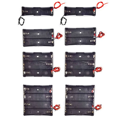 QTEATAK 8 Pack 18650 Battery Holder Bundle with Wire 1 18650 Battery Holder 3.7V, 2 Pcs, 2 Battery Holder 7.4V, 2 Pcs, 3 Battery Holder 11.1V, 2 Pcs, 4 Battery Holder 14.8V, 2 Pcs