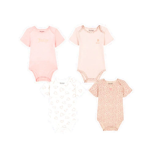 Juicy Couture Baby Girls' 4-pack Short Sleeve Bodysuit