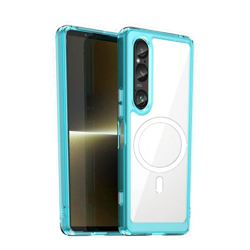 EVUNNBC for Sony Xperia 1 VI Case,Xperia 1 VI Phone Case Flexible TPU+Acrylic Slim Clear Hard Plastic Phone Case Military Grade Drop Protection Phone Case for Sony Xperia 1 VI (Blue)