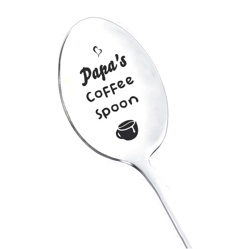 RFTWXHPN Papa Gift Coffee Spoon from Grandkids Grandchildren Fun Papa's Coffee Spoons for Grandpa Papa Coffee Lover Gifts for Grandfather Fathers Day Granddaddy Gift Engraved Spoon