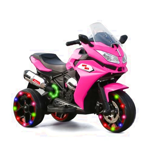 MEGHNA Kids Ride On Motorcycle Stable 3 Wheels Electric Motorcycle 2 Speed 12V Electric Battery Powered for Kids Ages 3-6 Years with LED Light Tire Wide PU seat for Boys Girls Toy Gifts (Pink)