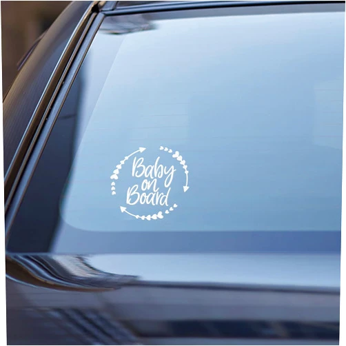 KITUREK Baby on Board Sticker for Car, Cute Vinyl Safety Caution Decal, Removable Baby Safety Warning Signs for Cars Trucks Walls Laptop 5.16 x 5.16'' (White)
